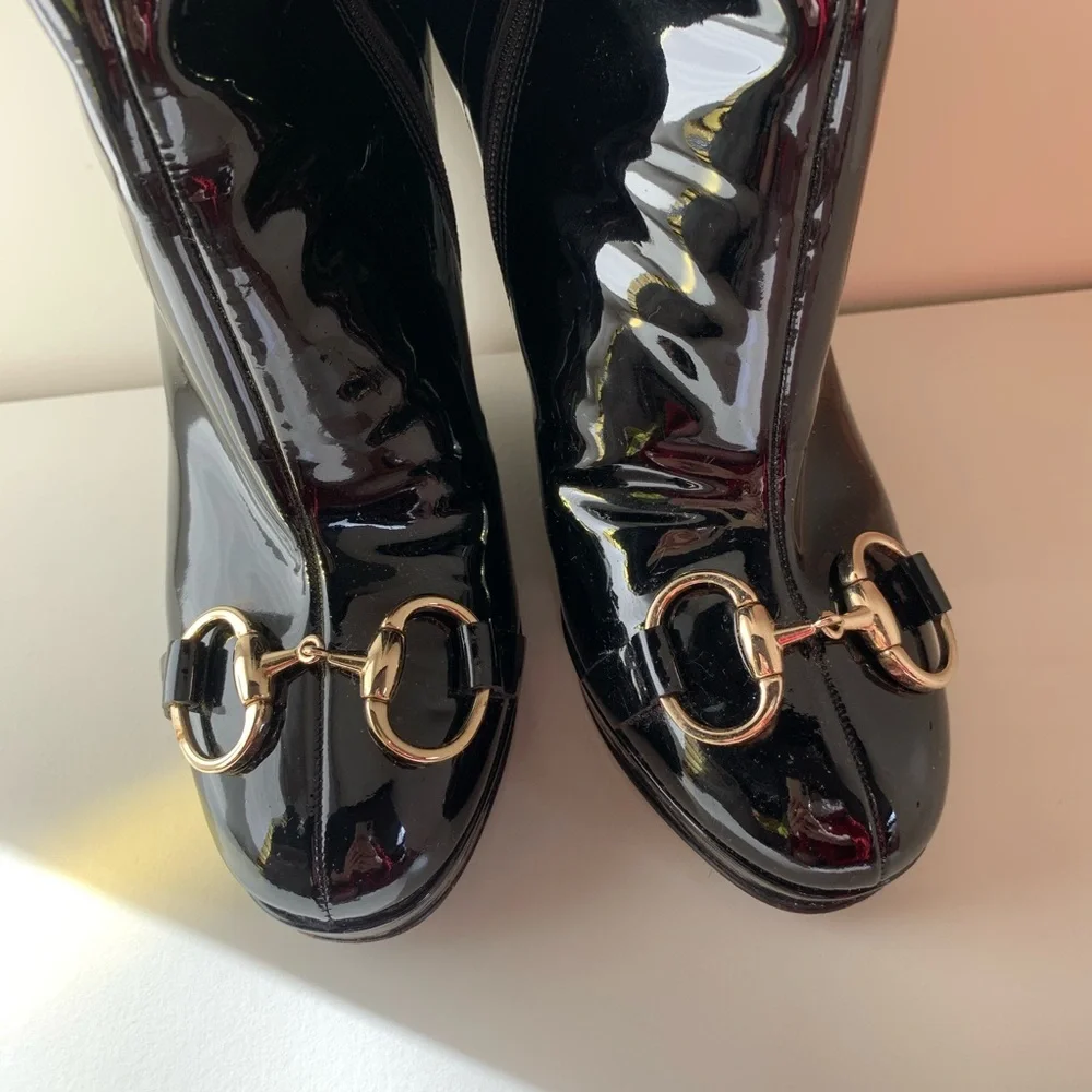 Gucci Patent horse bit tall boots - Picture 7 of 16